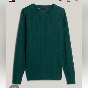 Tommy Hilfiger green cable knit sweater